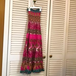 Boho tube top maxi dress